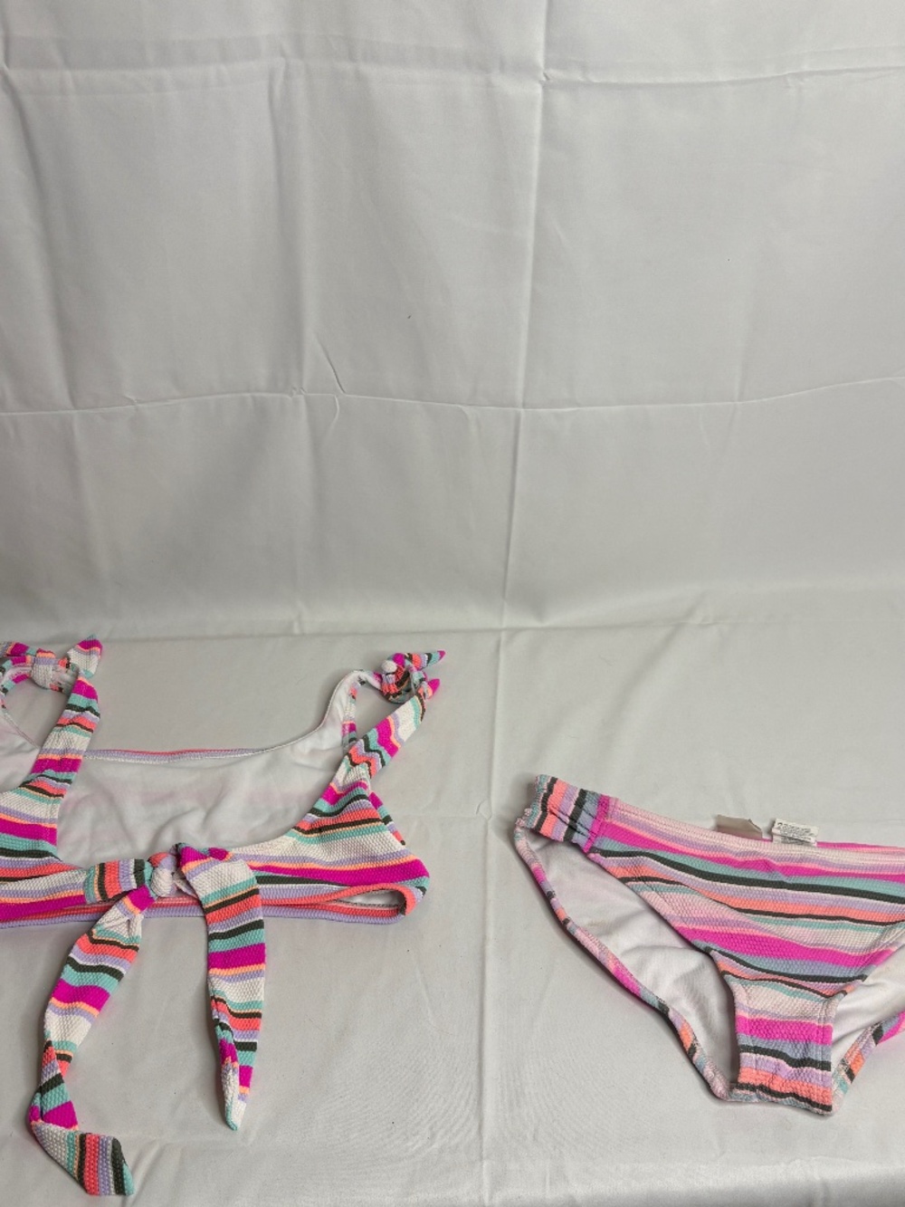 Vtg JUSTICE Girls Swimsuit Candy Stripe Tankini Bikini Swim Set Size 16 2 Piece
